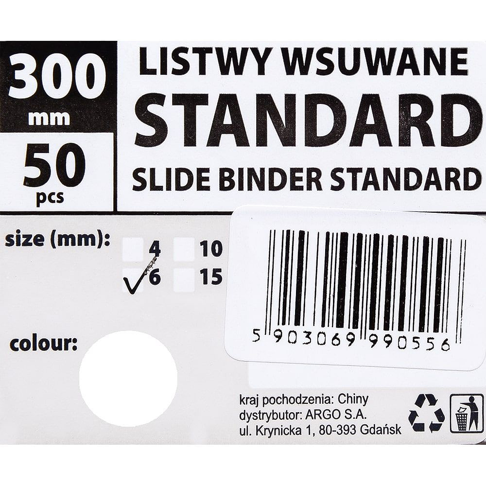 Скрепкошина Argo "Standart", 6 мм, 50 шт, светло-серый - 4