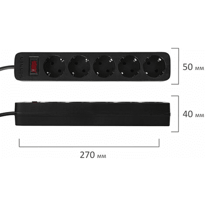 Сетевой фильтр Sonnen SPB-305, 3 м, 5 розеток, черный - 5