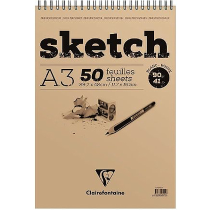 Скетчбук "Sketch", A3, 90 г/м2, 50 листов, коричневый