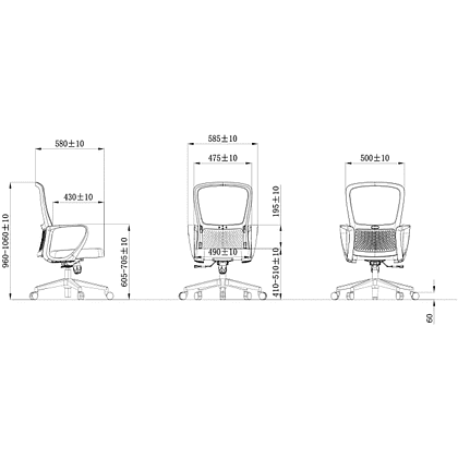 Кресло компьютерное SitZone U-069B, сетка, ткань, черный - 6
