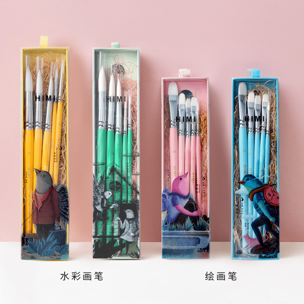 Набор кистей для рисования "Himi Little Bird", синтетика, 5 шт - 13