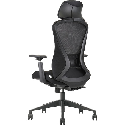 Кресло для руководителя EVOLUTION "OFFICE COMFORT", ткань, сетка, пластик, черный - 5