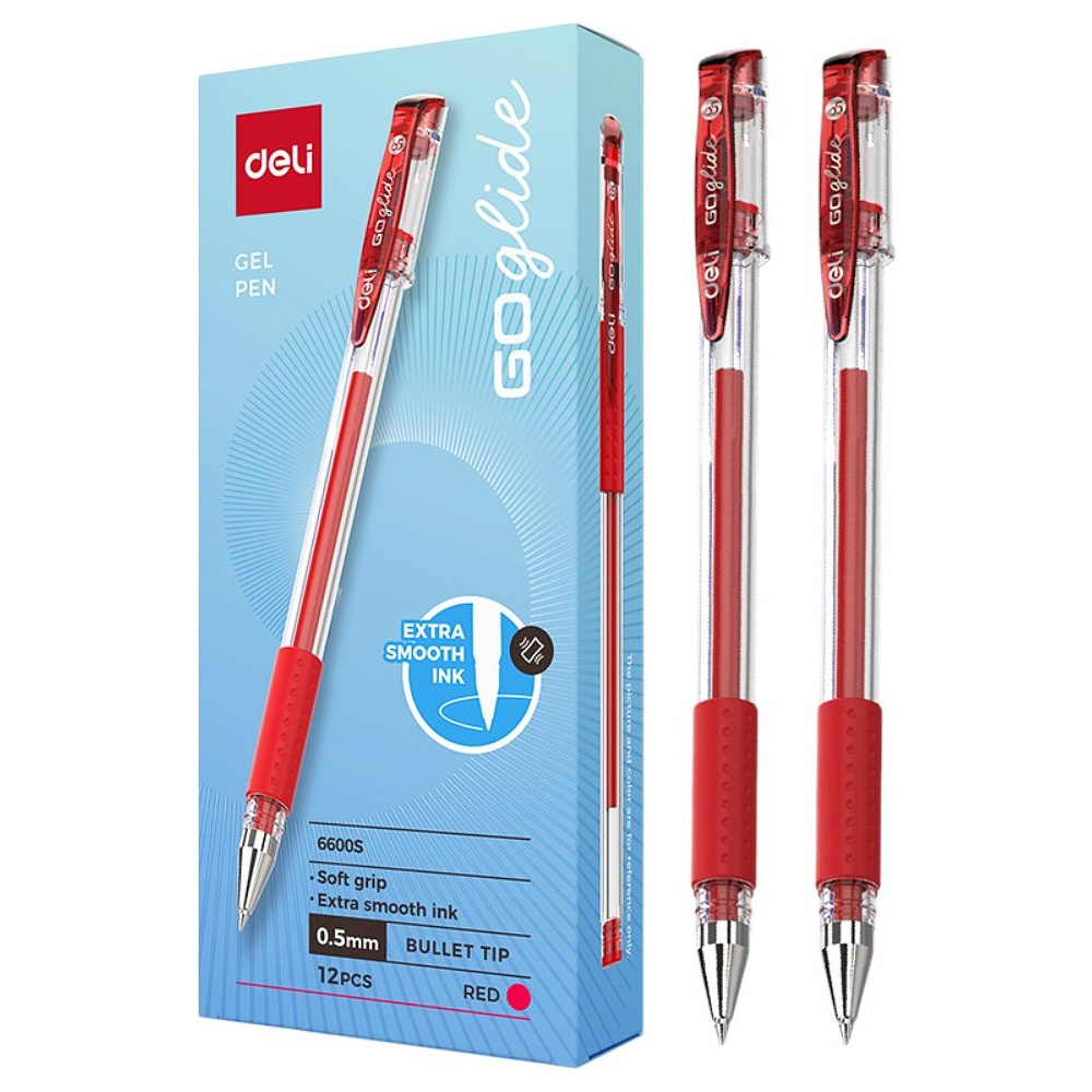 Ручка гелевая "Go Glide", 0.5 мм, прозрачный, стерж. красный - 2