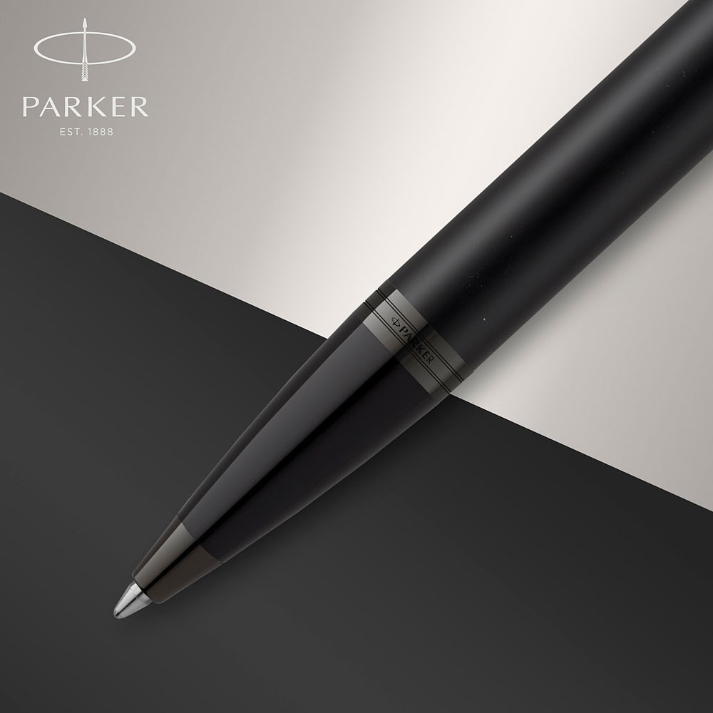 Ручка шариковая автоматическая Parker "IM Achromatic K317", 1.0 мм, черный, стерж. синий - 4
