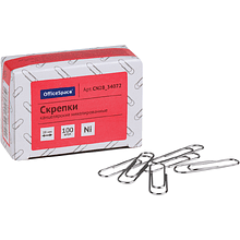 Скрепки никелевые "OfficeSpace", 28 мм