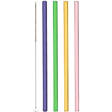 Трубочки стеклянные Leonardo + щетка, 21 см, 6 шт/упак, ассорти