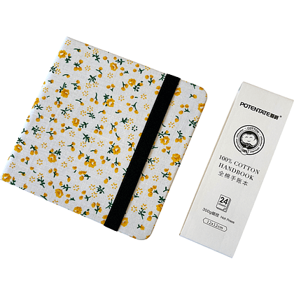 Cкетчбук для акварели "Potentate", горячий пресс, 12х12 см, 300 г/м2, 24 листа, флора - 2