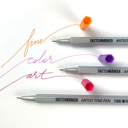 Ручка капиллярная "Sketchmarker", 0.4 мм, красный флуоресцентный - 4