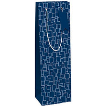 Пакет бумажный подарочный "Men in blue" для бутылки
