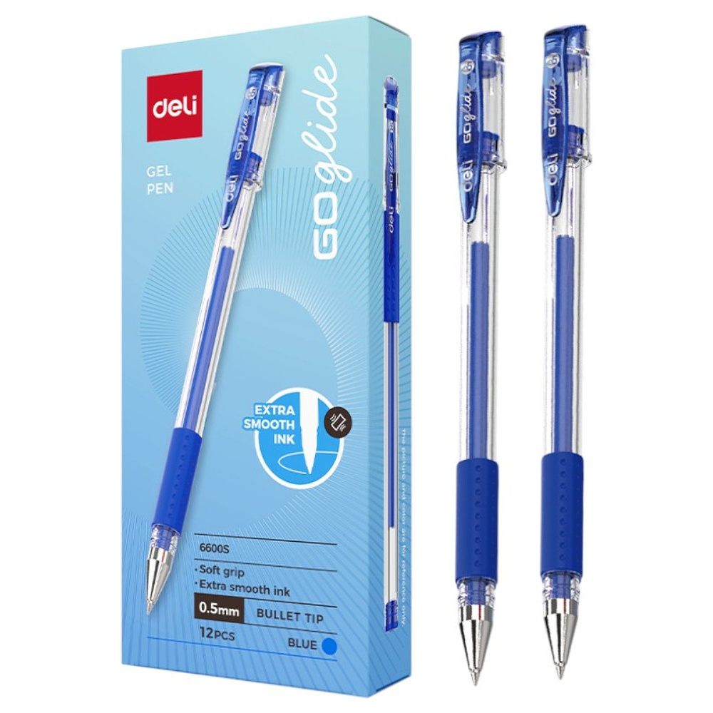 Ручка гелевая "Go Glide", 0.5 мм, прозрачный, стерж. синий - 2