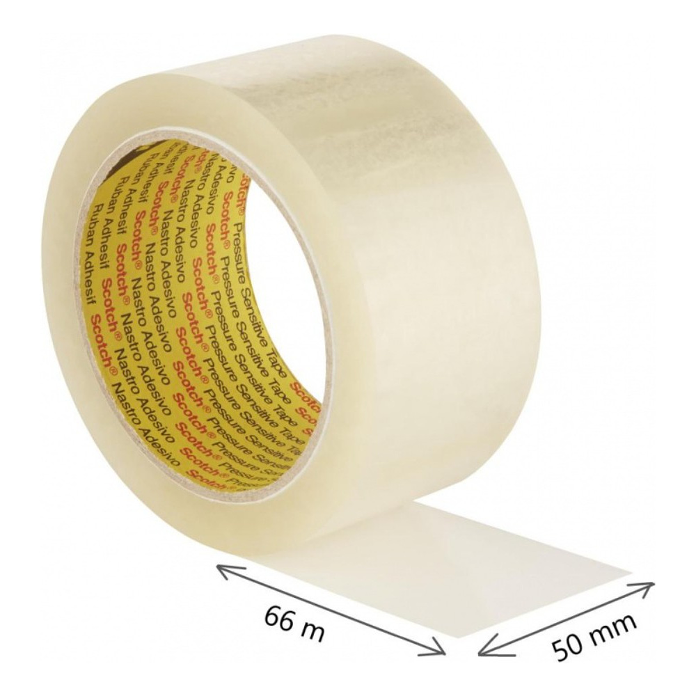 Клейкая лента упаковочная прозрачная "3M Scotch Прочная", 50x66 мм/м - 3