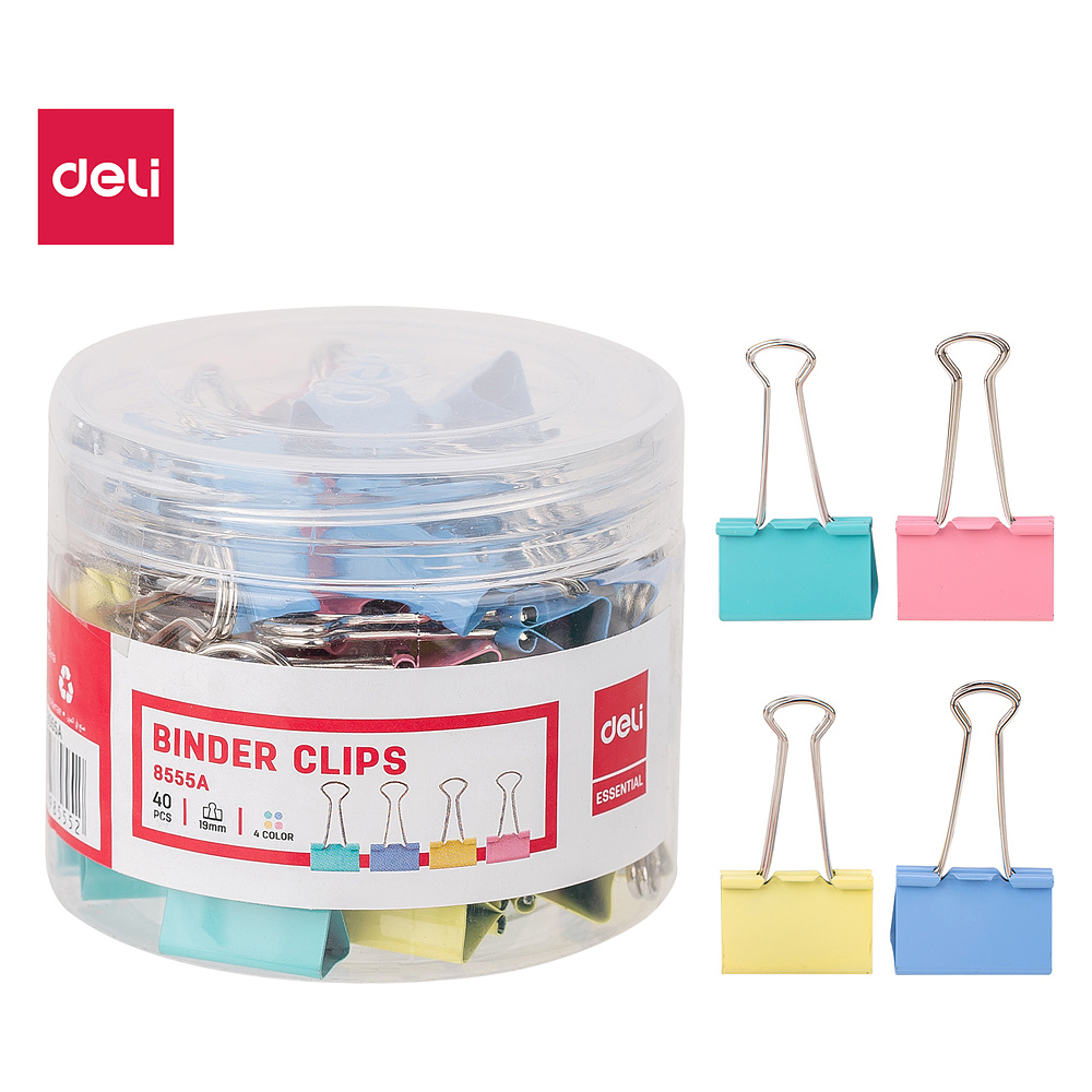 Зажим для бумаг "Deli", 19 мм, 40 штук, ассорти
