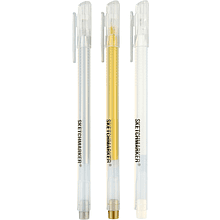 Набор ручек капиллярных "Sketchmarker", 3 шт, белый, золото, серебро