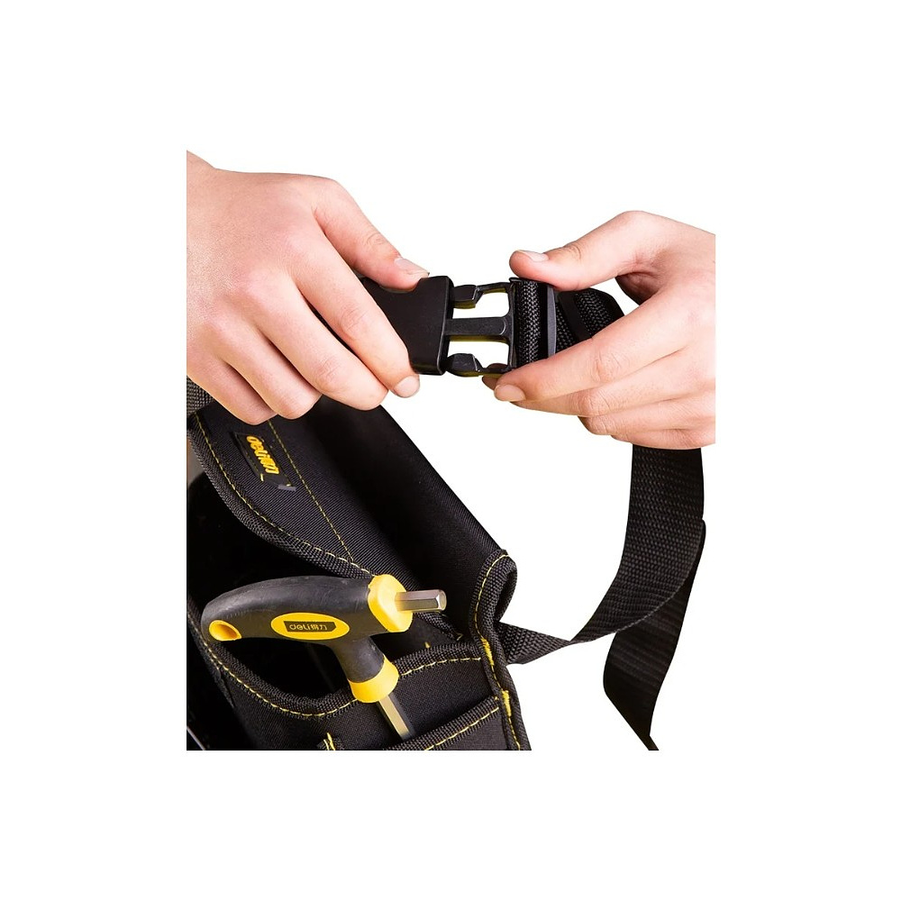 Сумка для инструментов поясная Deli YS EDL-P4, 220х140х200 мм, ткань Oxford, черный - 6