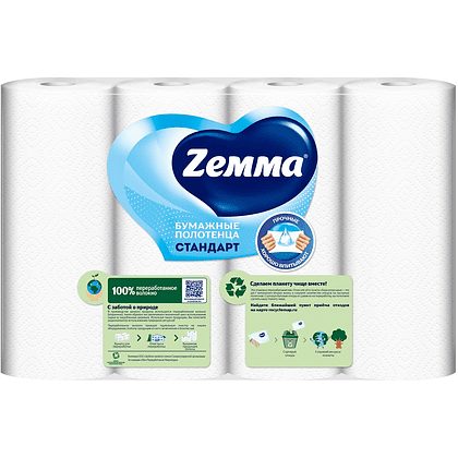 Полотенца бумажные  Zemma 4 рул, 2 слоя, цв. белый - 4