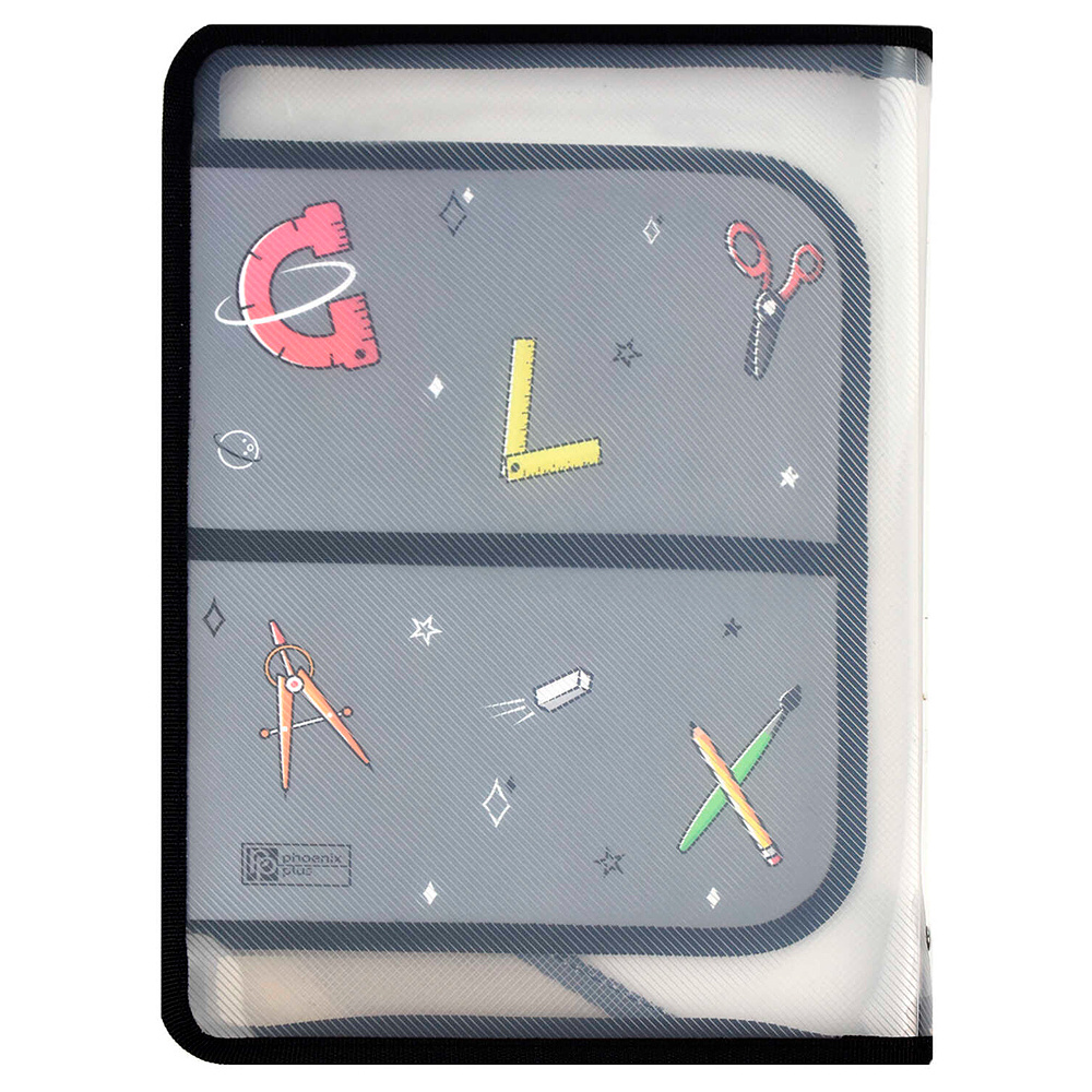 Папка для труда "Гэлэкси", А4, на молнии, серый, черный - 7