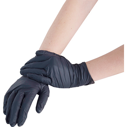 Перчатки нитриловые неопудренные одноразовые BVB, р-р S, 100 шт/упак, черный - 3