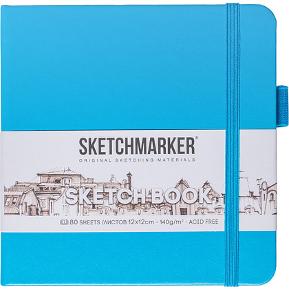 Скетчбук "Sketchmarker", 12x12 см, 140 г/м2, 80 листов, синий неон
