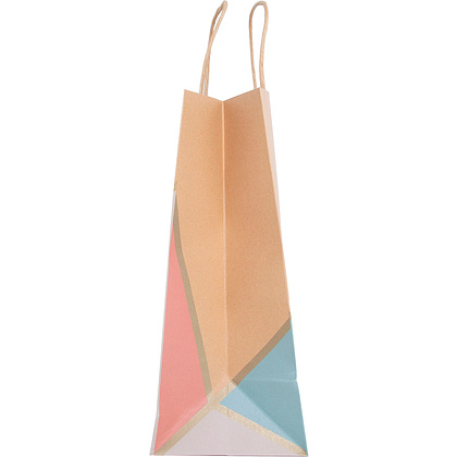 Пакет бумажный подарочный "Geo pastel kraft", 37.3x11.8x27.5 см, крафт - 4