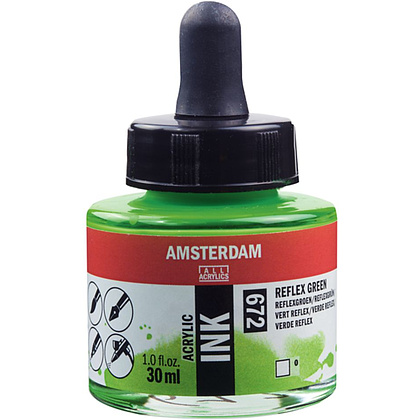 Жидкий акрил "Amsterdam", 672 флуоресцентный зеленый, 30 мл, банка