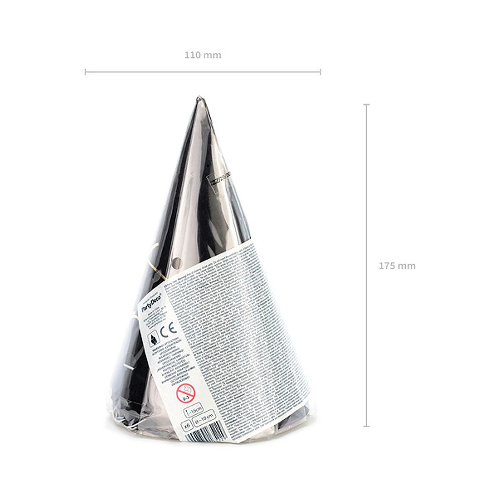 Колпаки праздничные "Happy New Year", 6 шт, черный - 5