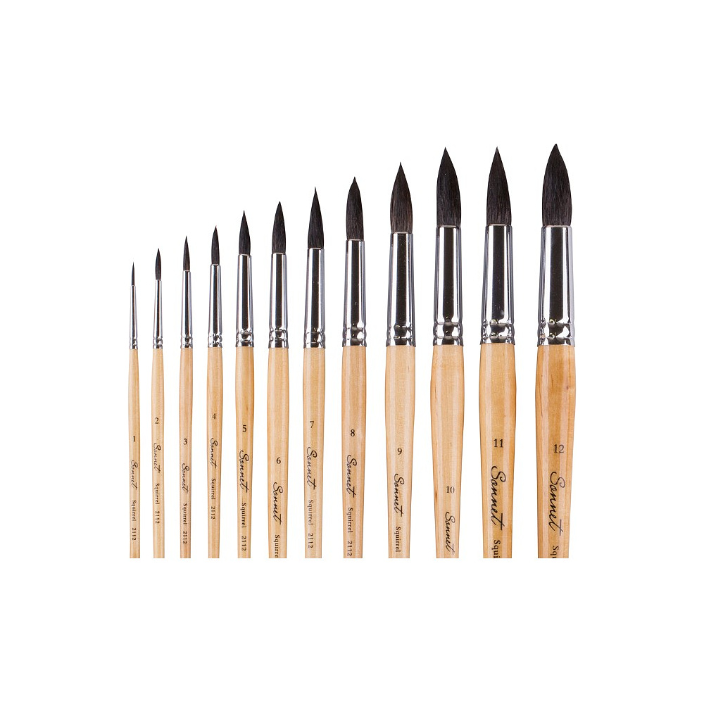 Кисть "Сонет", белка микс, круглая, на короткой ручке, №5 - 2