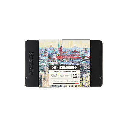 Набор карандашей цветных "Sketchmarker Архитектура", 12 цветов, в металлической коробке