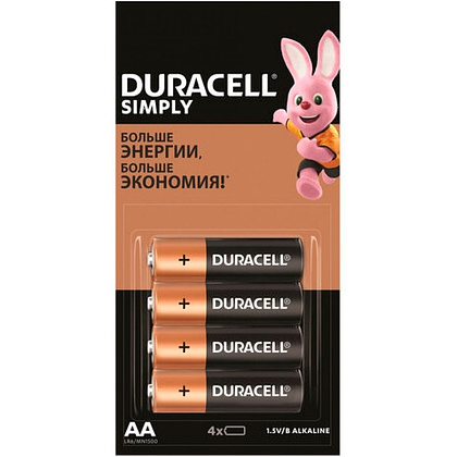 Батарейки алкалиновые Duracell "Simply LR6/MN1500 (AA)", 4 шт