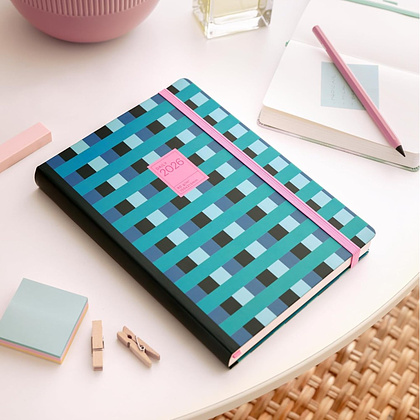 Ежедневник датированный "Colour Block" 2026, A5, линейка, синий, зеленый - 8