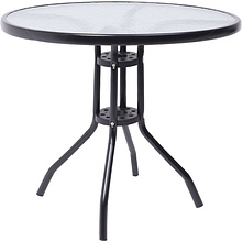 Стол садовый VERONA, 800х800х730 мм, сталь черная, закаленное стекло 5мм