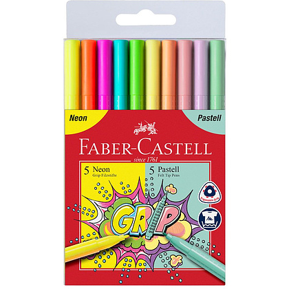 Фломастеры "5 neon+5 pastel Grip", 10 шт