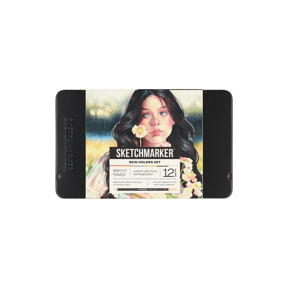 Карандаши цветные "Sketchmarker Оттенки кожи", набор 12 цветов, жестяной пенал