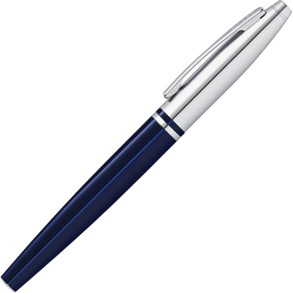 Ручка-роллер "Cross Calais Chrome&Blue Lacquer", 0.7 мм, синий, серебристый, стерж. черный - 4