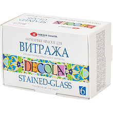 Краска акриловая для витража "Декола", набор 6 цветов