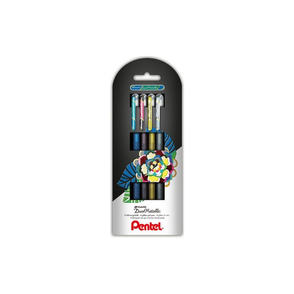 Набор ручек гелевых "Pentel Dual Metallic", 4 шт, ассорти