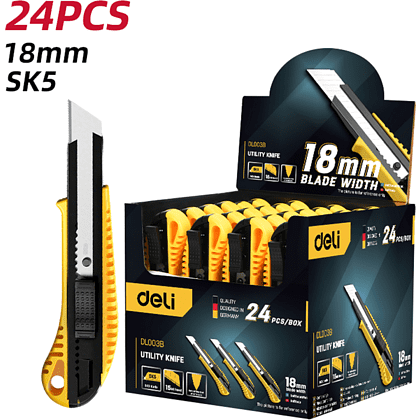 Нож строительный Deli YS EDL003B, 18 мм, универсальный, 24 шт./упак. - 6