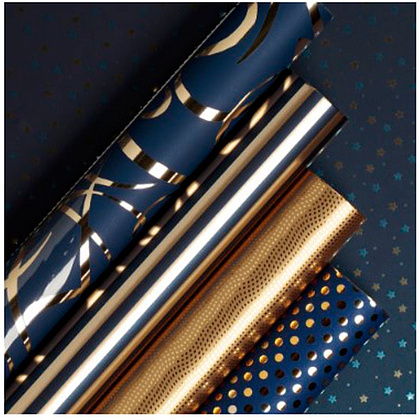 Бумага декоративная в рулоне "Premium. Blue Night", 2x0.7 м, 80 г/м2, ассорти - 5