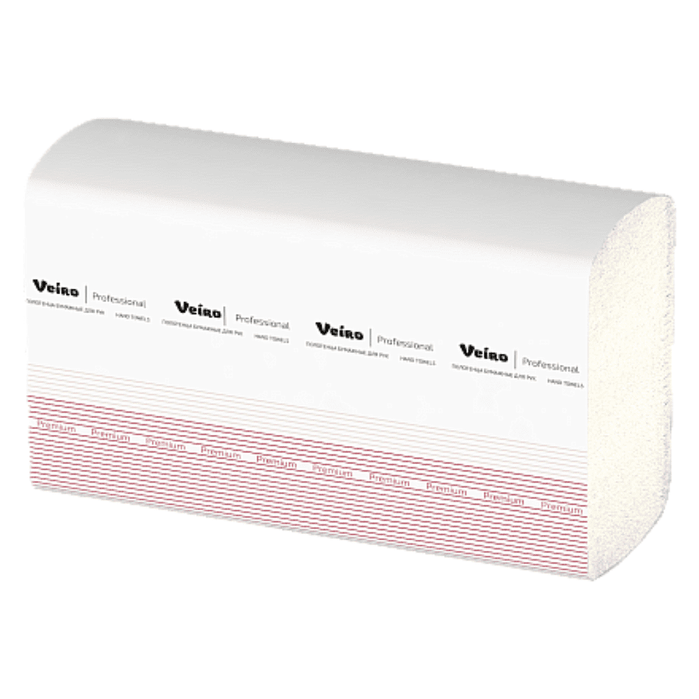 Полотенца бумажные Veiro Professional Premium Z - сложение 200 шт, 2 слоя растворимые в воде (KZ312)