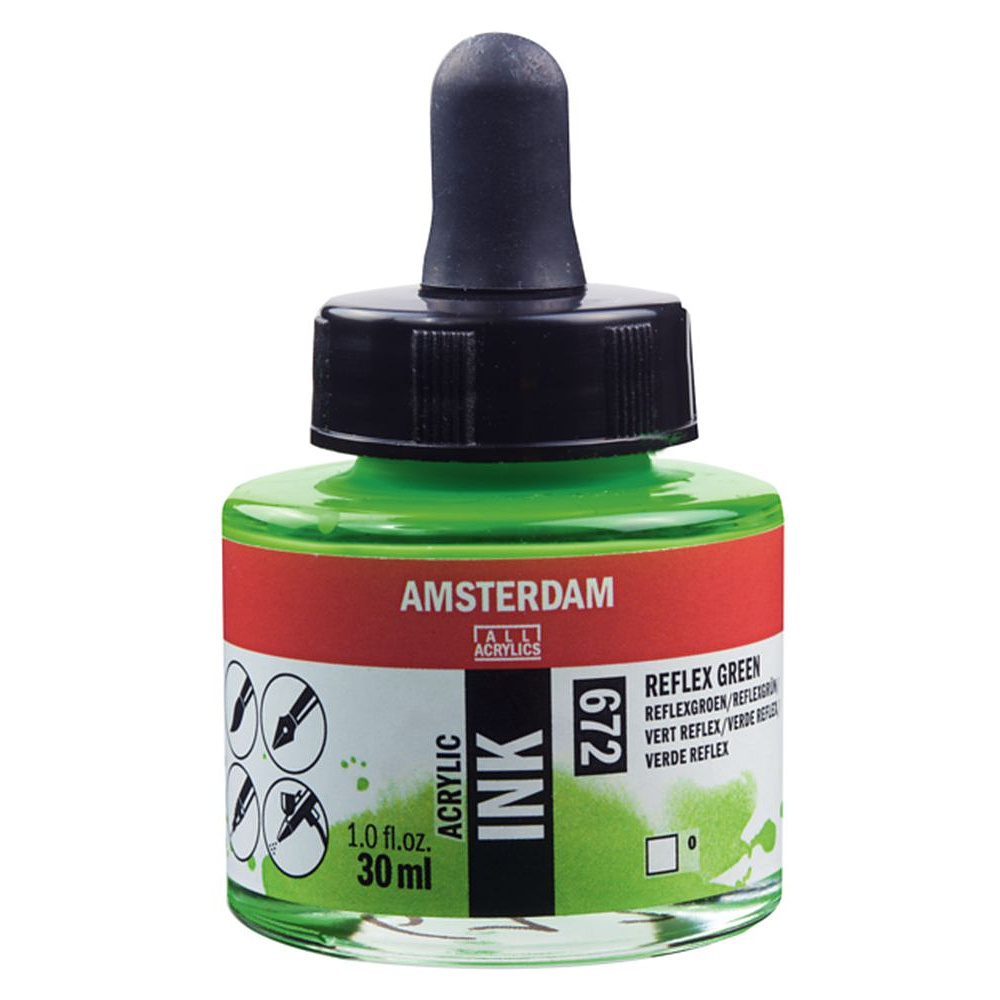Жидкий акрил "Amsterdam", 672 флуоресцентный зеленый, 30 мл, банка