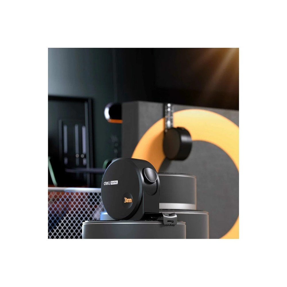 Рулетка Deli HS EHT8316, 3 м х 16 мм, Soft Touch, черный - 3