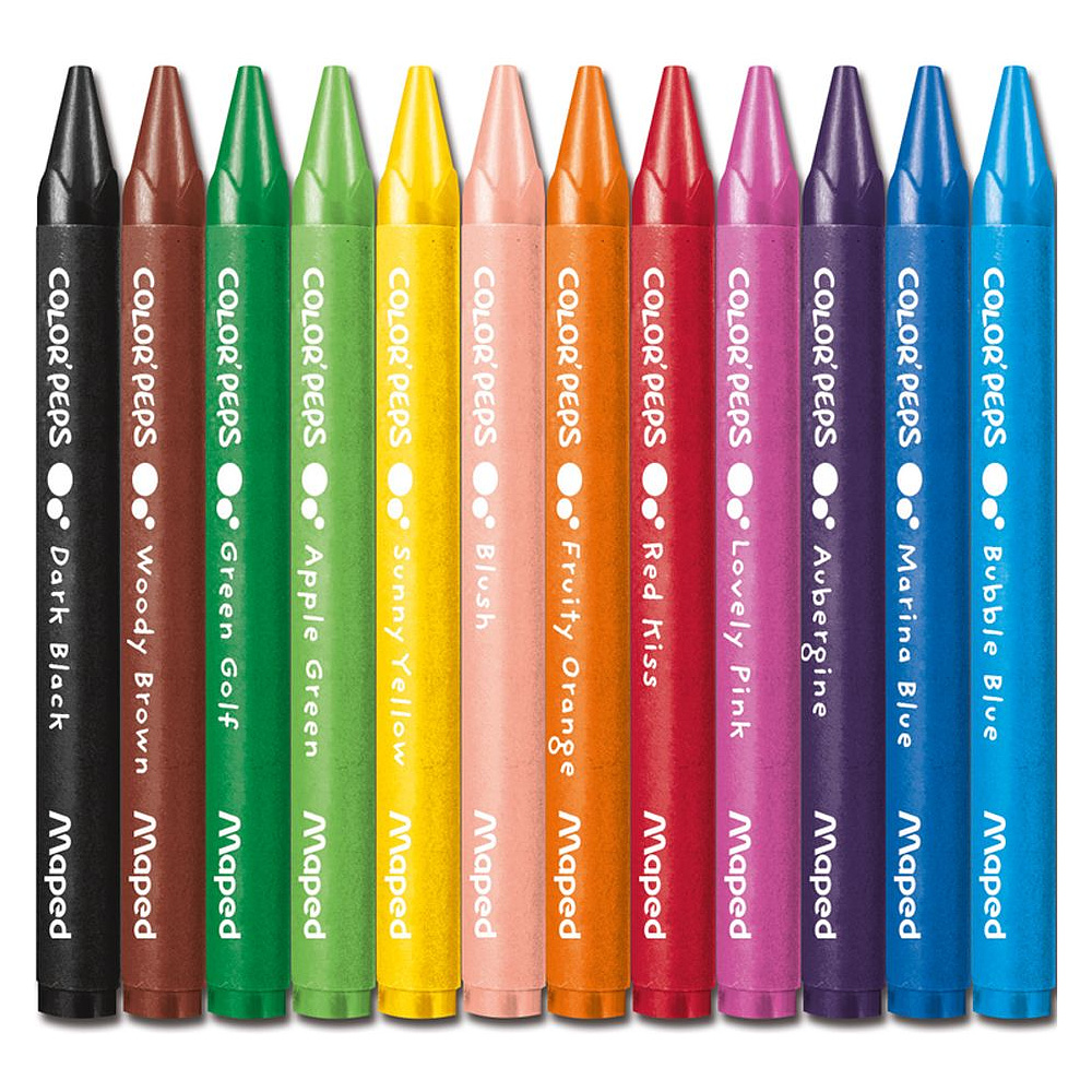 Мелки восковые Maped "Wax Crayons", 12 цветов, ассорти - 2