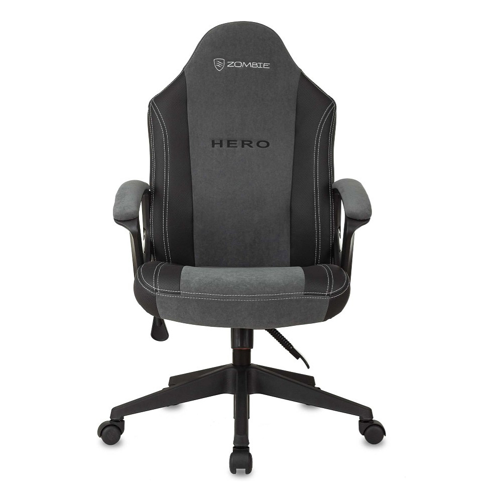 Кресло игровое Бюрократ "Zombie Hero", ткань, экокожа, пластик, серый - 2