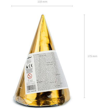 Колпаки праздничные "Золото", 6 шт, золотистый - 3