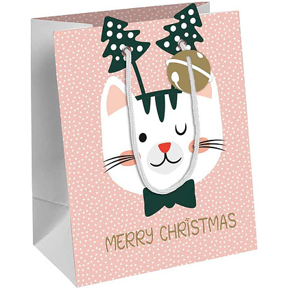 Пакет бумажный подарочный "Cat'Mas", 26.5x14x33 см, разноцветный