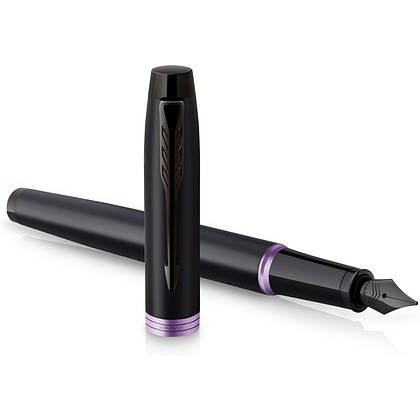 Ручка перьевая Parker "IM Vibrant Rings F315 Amethyst Purple PVD", F, черный, фиолетовый, патрон синий - 3