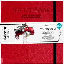 Скетчбук для акварели "Малевичъ", 14.5x14.5 см