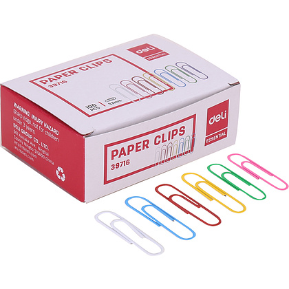 Скрепки "Deli", 33 мм, 100 шт, ассорти