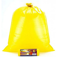 Мешки для мусора, 35л, 15шт/рулон, ПНД, Mirpack Vip, 18 мкм, 50х60см, желтый, с завязками