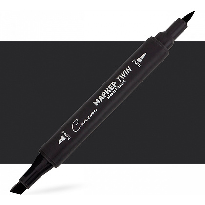 Маркер перманентный "Сонет Twin Brush", черный