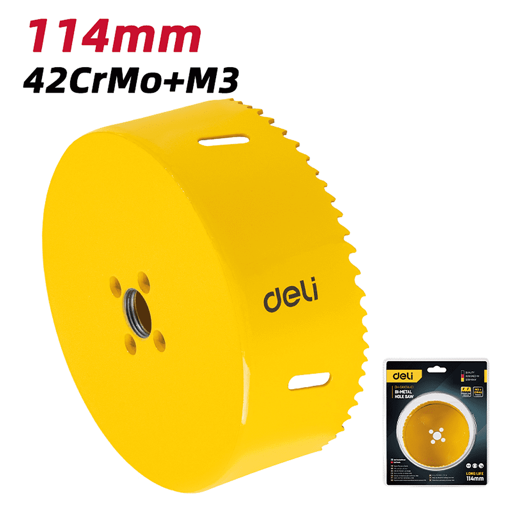 Коронка биметаллическая Deli YS EDH-SKK114-E1, 114 х 38 мм, М14 - 3